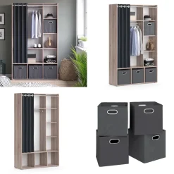 Kleiderschrank Luigi Sonoma 38 x 178.1 cm Mit Faltboxen (grau) Vicco