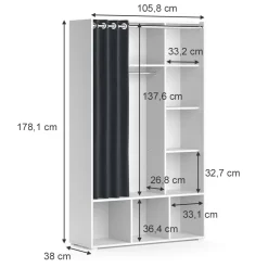 Kleiderschrank Luigi Weiß 38 x 178.1 cm mit Vorhang-Kleiderstange Vicco