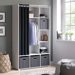 Kleiderschrank Luigi Weiß 38 x 178.1 cm mit Vorhang-Kleiderstange Vicco