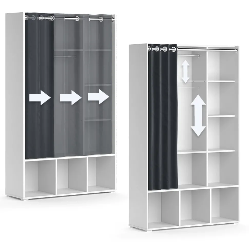 Kleiderschrank Luigi Weiß 38 x 178.1 cm mit Vorhang-Kleiderstange Vicco