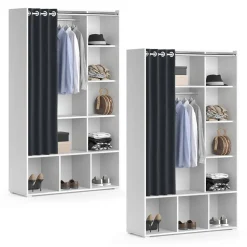 Kleiderschrank Luigi Weiß 38 x 178.1 cm mit Vorhang-Kleiderstange Vicco