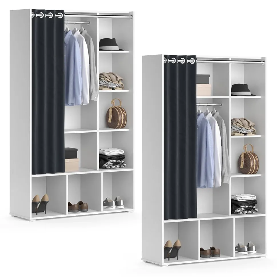 Kleiderschrank Luigi Weiß 38 x 178.1 cm mit Vorhang-Kleiderstange Vicco