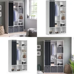 Kleiderschrank Luigi Weiß 38 x 178.1 cm mit Vorhang-Kleiderstange Vicco