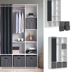 Kleiderschrank Luigi Weiß 38 x 178.1 cm Mit Faltboxen (grau) Vicco