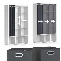 Kleiderschrank Luigi Weiß 38 x 178.1 cm Mit Faltboxen (grau) Vicco