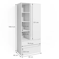 Kleiderschrank Ruben Weiß 80 x 189.9 cm Vicco