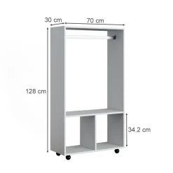 Kleiderschrank Sydney Weiß 70 x 128 cm Vicco