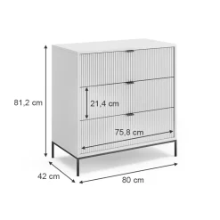 Kommode Eliza Weiß 42 x 81.2 cm mit 3 Schubladen Vicco