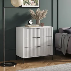 Kommode Eliza Weiß 42 x 81.2 cm mit 3 Schubladen Vicco