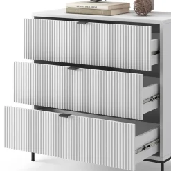 Kommode Eliza Weiß 42 x 81.2 cm mit 3 Schubladen Vicco