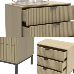 Kommode Lennox Eiche 72 x 69 cm mit 3 Schubladen Vicco