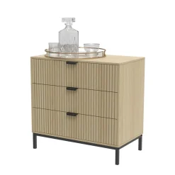 Kommode Lennox Eiche 72 x 69 cm mit 3 Schubladen Vicco