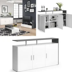 Kommode Amato Weiß/Anthrazit 35 x 91.6 cm Vicco