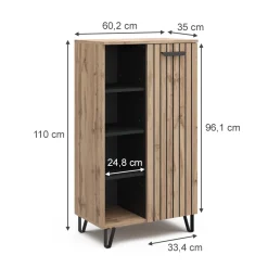 Kommode Amber Braun 35 x 110 cm mit 1 Tür Vicco