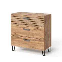 Kommode Amber Eiche Wotan 80 x 82 cm mit 3 Schubladen Vicco