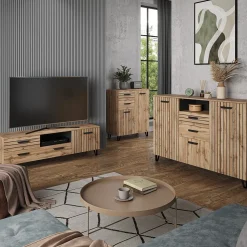 Kommode Amber Eiche Wotan 80 x 82 cm mit 3 Schubladen Vicco