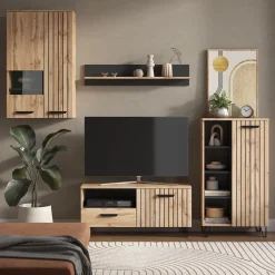 Kommode Amber Eiche Wotan 80 x 127.6 cm mit 5 Schubladen Vicco