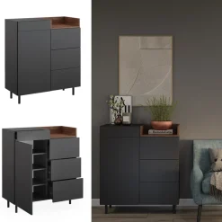 Kommode Anika Anthrazit 40 x 100 cm Vicco