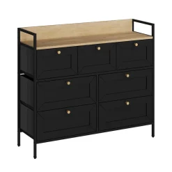 Kommode Belaro Schwarz 98 x 85 cm mit 7 Schubladen Vicco