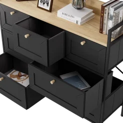 Kommode Belaro Schwarz 98 x 85 cm mit 7 Schubladen Vicco