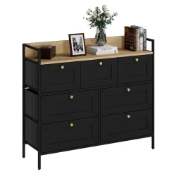 Kommode Belaro Schwarz 98 x 85 cm mit 7 Schubladen Vicco