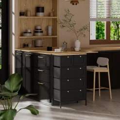 Kommode Belaro Schwarz 56 x 95 cm mit 5 Schubladen Vicco