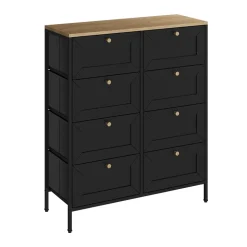 Kommode Belaro Schwarz 80 x 95 cm mit 8 Schubladen Vicco