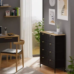 Kommode Belaro Schwarz 80 x 95 cm mit 8 Schubladen Vicco