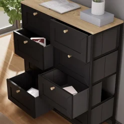 Kommode Belaro Schwarz 80 x 95 cm mit 8 Schubladen Vicco