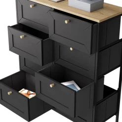 Kommode Belaro Schwarz 80 x 95 cm mit 8 Schubladen Vicco