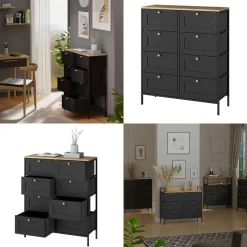 Kommode Belaro Schwarz 80 x 95 cm mit 8 Schubladen Vicco