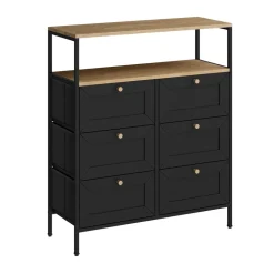 Kommode Belaro Schwarz 80 x 95 cm mit 6 Schubladen Vicco