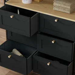 Kommode Belaro Schwarz 80 x 95 cm mit 6 Schubladen Vicco