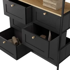 Kommode Belaro Schwarz 80 x 95 cm mit 6 Schubladen Vicco