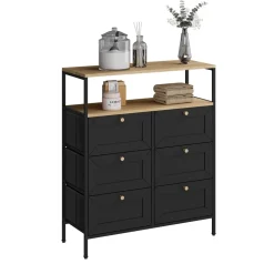 Kommode Belaro Schwarz 80 x 95 cm mit 6 Schubladen Vicco