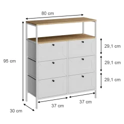 Kommode Belaro Weiß 80 x 95 cm 6 Schubladen Vicco