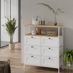 Kommode Belaro Weiß 80 x 95 cm 6 Schubladen Vicco