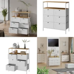 Kommode Belaro Weiß 80 x 95 cm 6 Schubladen Vicco