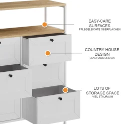 Kommode Belaro Weiß 80 x 95 cm 6 Schubladen Vicco