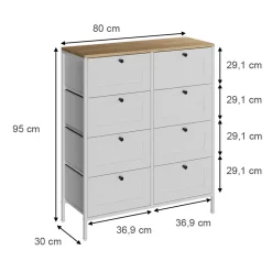 Kommode Belaro Weiß 80 x 95 cm mit 8 Schubladen Vicco