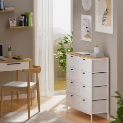 Kommode Belaro Weiß 80 x 95 cm mit 8 Schubladen Vicco