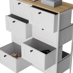 Kommode Belaro Weiß 80 x 95 cm mit 8 Schubladen Vicco