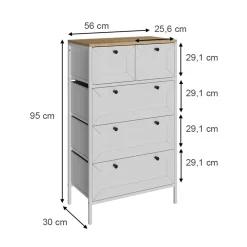 Kommode Belaro Weiß 56 x 95 cm mit 5 Schubladen Vicco