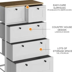 Kommode Belaro Weiß 56 x 95 cm mit 5 Schubladen Vicco