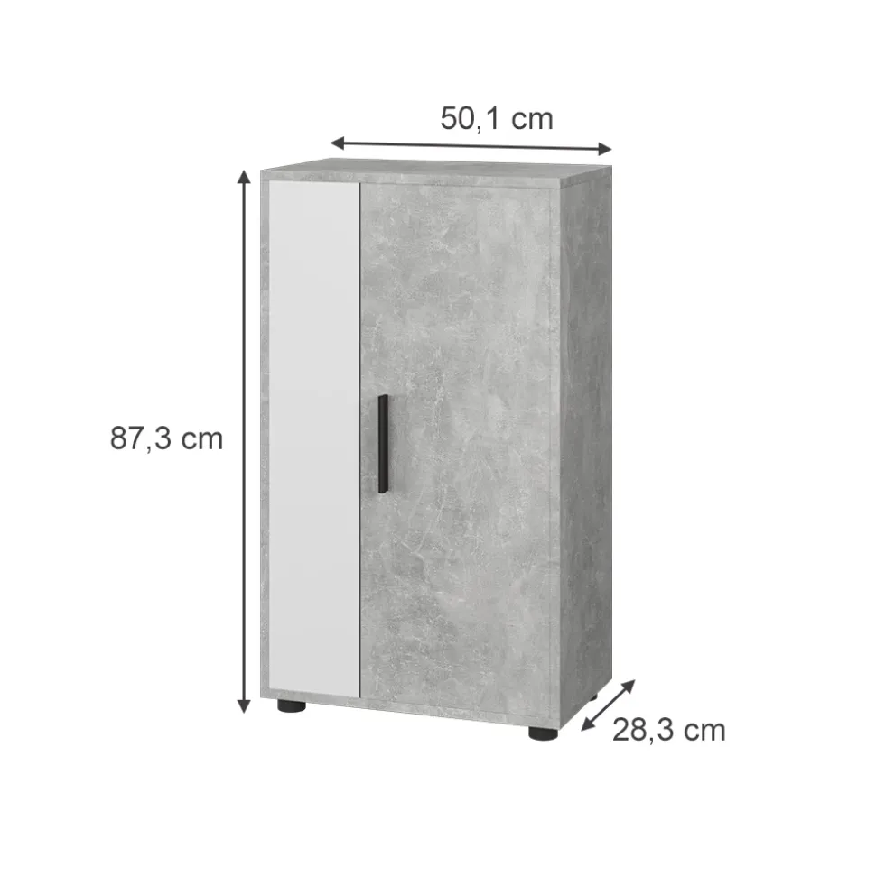 Kommode Berno Beton/Weiß 50.1 x 87.3 cm mit 2 Fächern Vicco