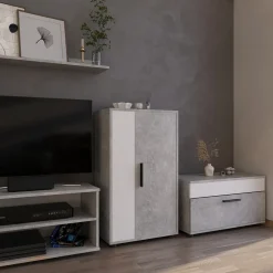 Kommode Berno Beton/Weiß 50.1 x 87.3 cm mit 2 Fächern Vicco