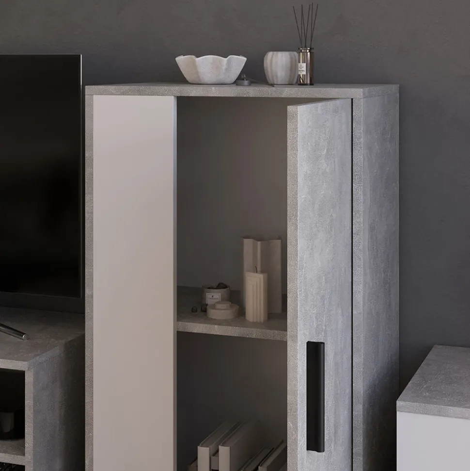 Kommode Berno Beton/Weiß 50.1 x 87.3 cm mit 2 Fächern Vicco