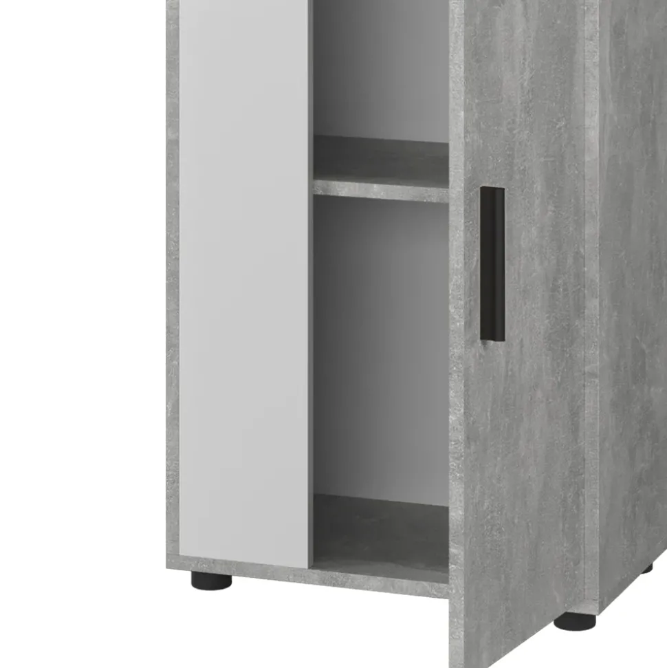 Kommode Berno Beton/Weiß 50.1 x 87.3 cm mit 2 Fächern Vicco