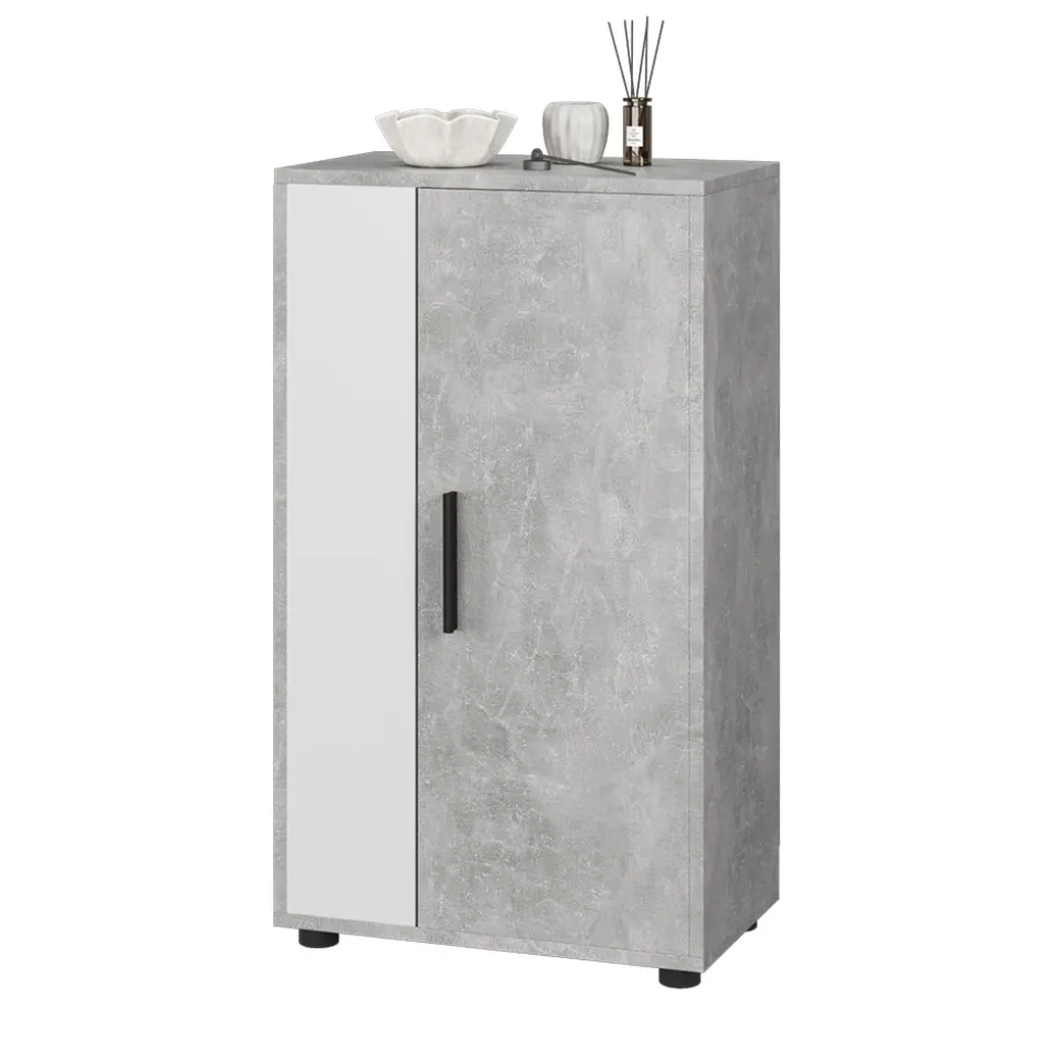 Kommode Berno Beton/Weiß 50.1 x 87.3 cm mit 2 Fächern Vicco