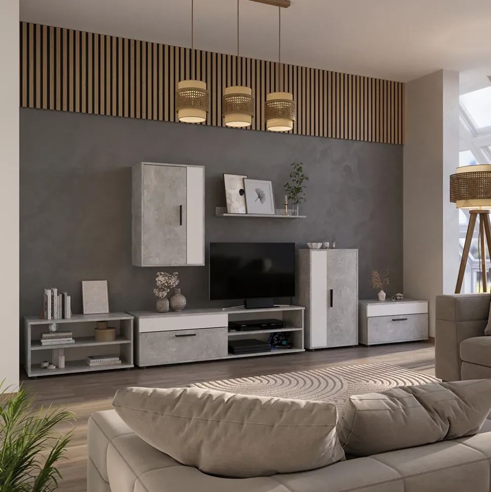 Kommode Berno Beton/Weiß 50.1 x 87.3 cm mit 2 Fächern Vicco